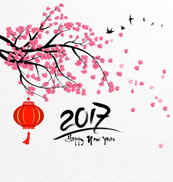 600x632 Chinese New Year Background With Flowers Vector Free Download