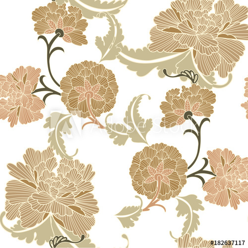 500x500 Floral Pattern Seamless Vector Chinese Flower Background