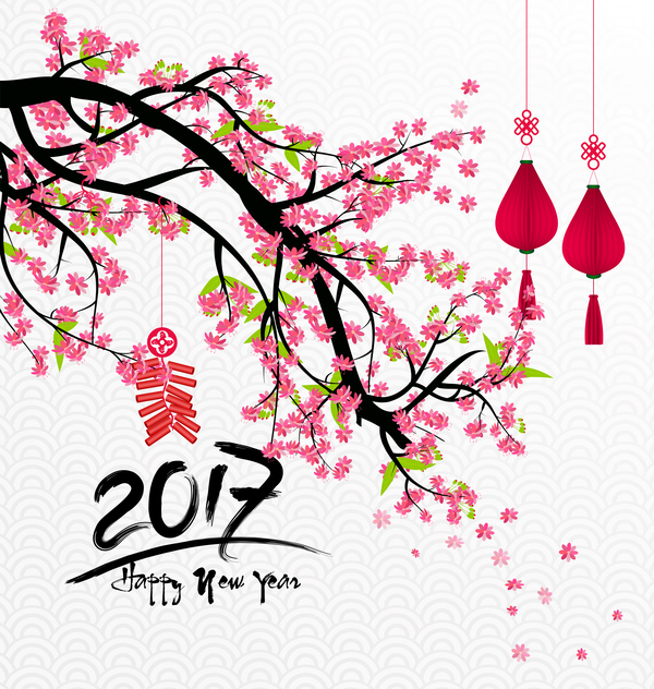 600x632 Chinese New Year Background With Flowers Vector Free Download