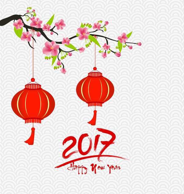 600x632 Chinese New Year Background With Flowers Vector Free Download
