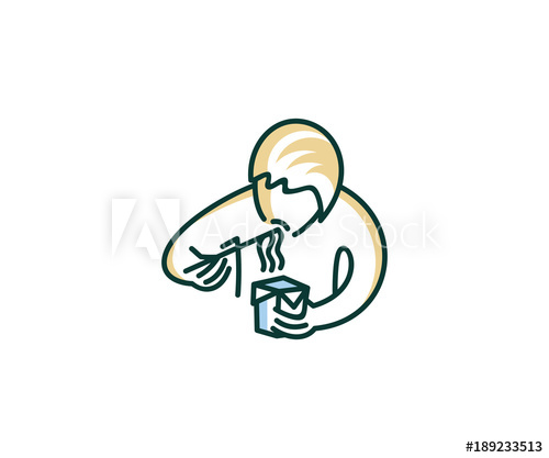 500x417 Man Eating Chinese Food Logo Template Man Eating Noodles Vector