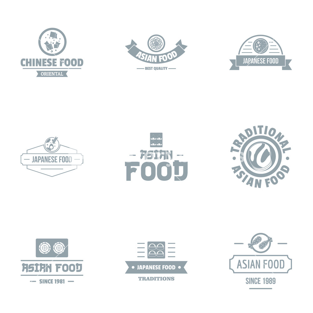 1000x1000 Asian Food Logo Set Simple Set Of Asian Food Vector Logo