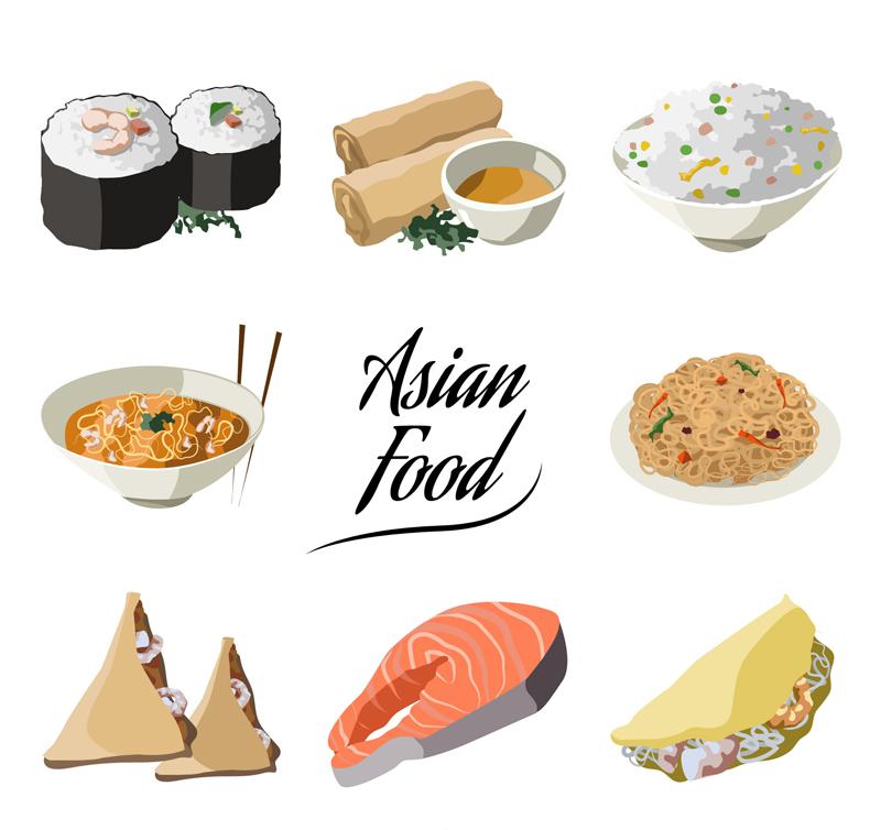 Delicious Asian Food Vector 800x754 Delicious Asian Food Vector