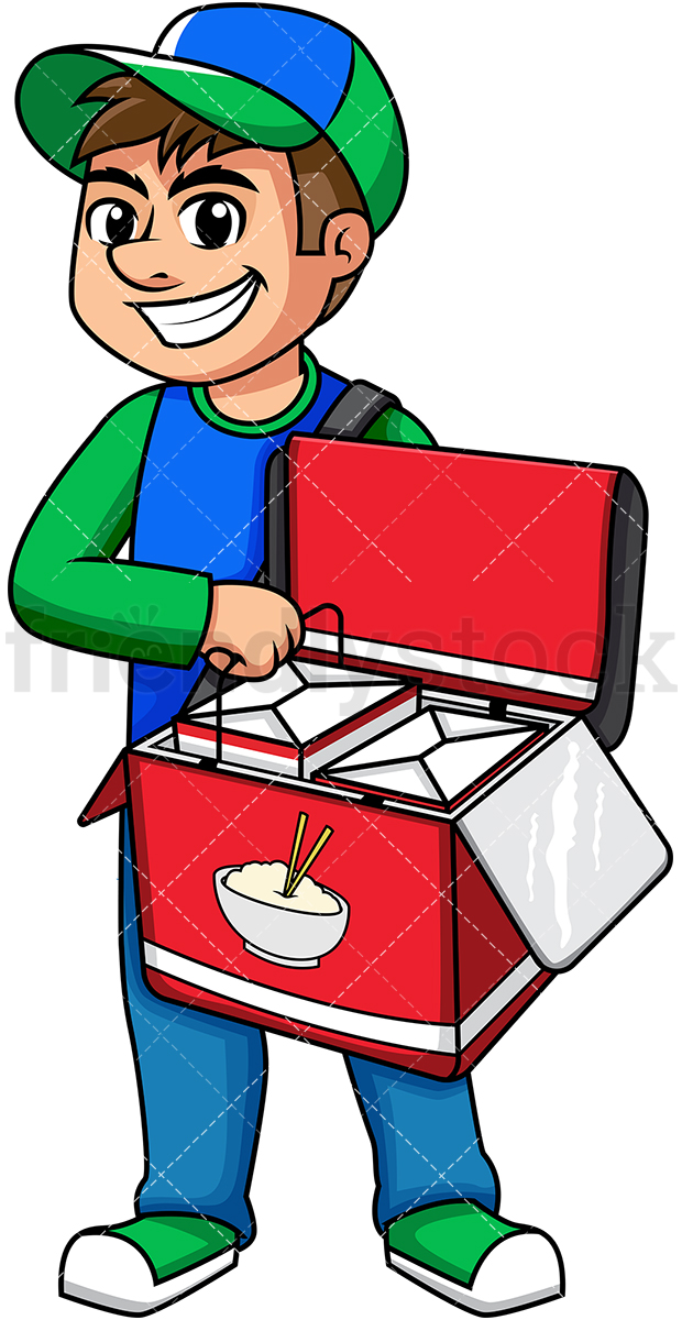 Man Delivering Chinese Food Cartoon Vector Clipart 620x1200 Man Delivering Chinese Food Cartoon Vector Clipart