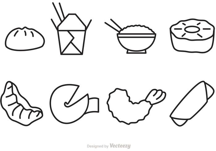 Outline Chinese Food Vector Icons 700x490 Outline Chinese Food Vector Icons