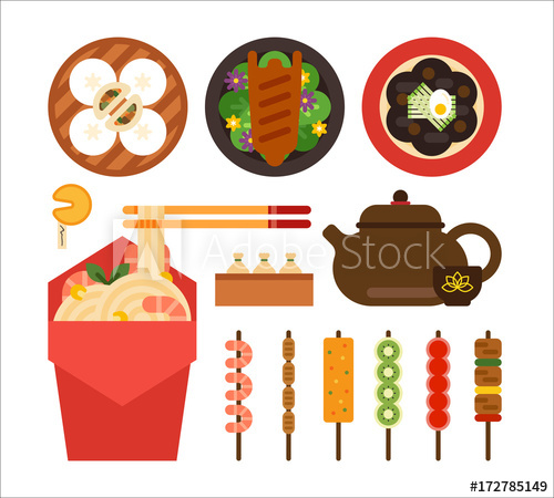 Chinese Food Vector Flat Design Illustration Set 500x450 Chinese Food Vector Flat Design Illustration Set