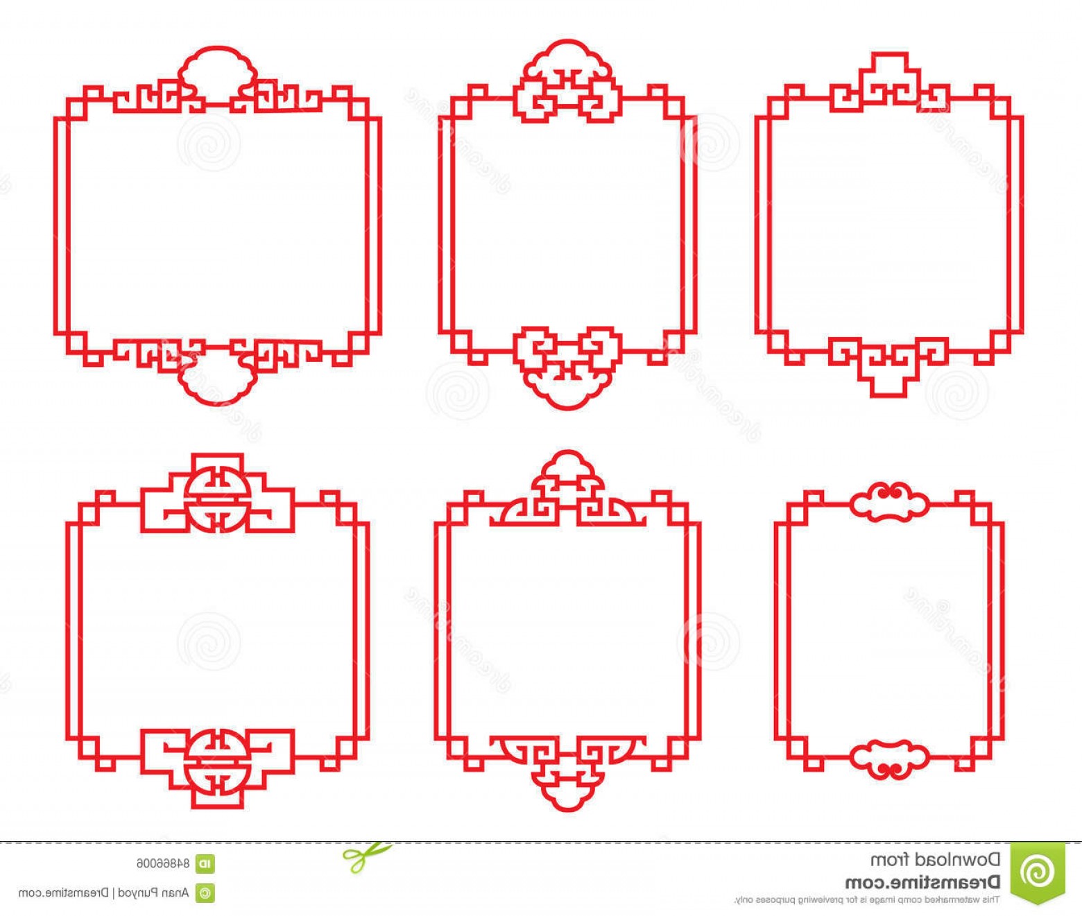Stock Illustration Red Traditional Chinese Frame Vector Art Set 1560x1321 Stock Illustration Red Traditional Chinese Frame Vector Art Set