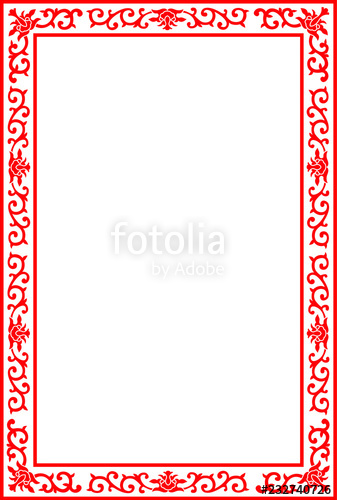 Chinese Royal Floral Border Frame, Red Vector On White Background 337x500 Chinese Royal Floral Border Frame, Red Vector On White Background
