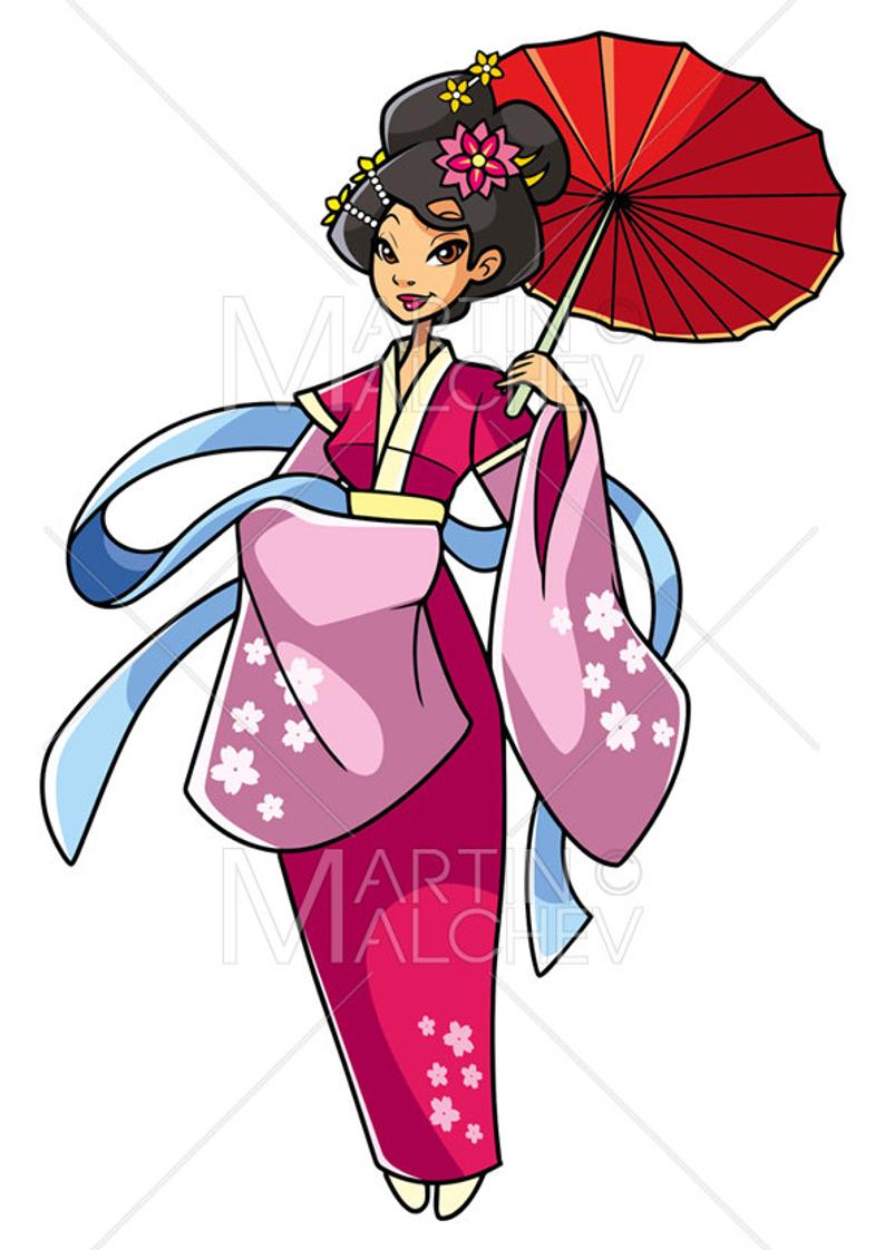 794x1122 Asian Girl Illustration Vector Cartoon Chinese Japanese Etsy