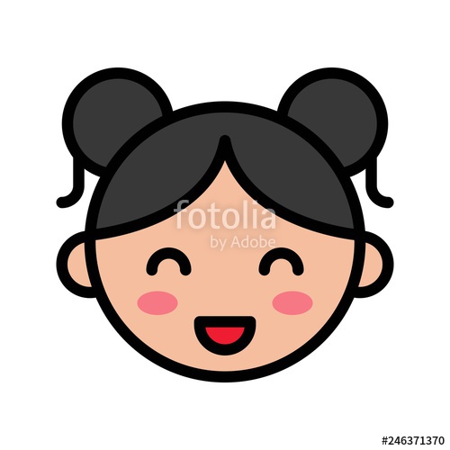 500x500 Chinese Girl Vector, Chinese New Year Character Filled Outline