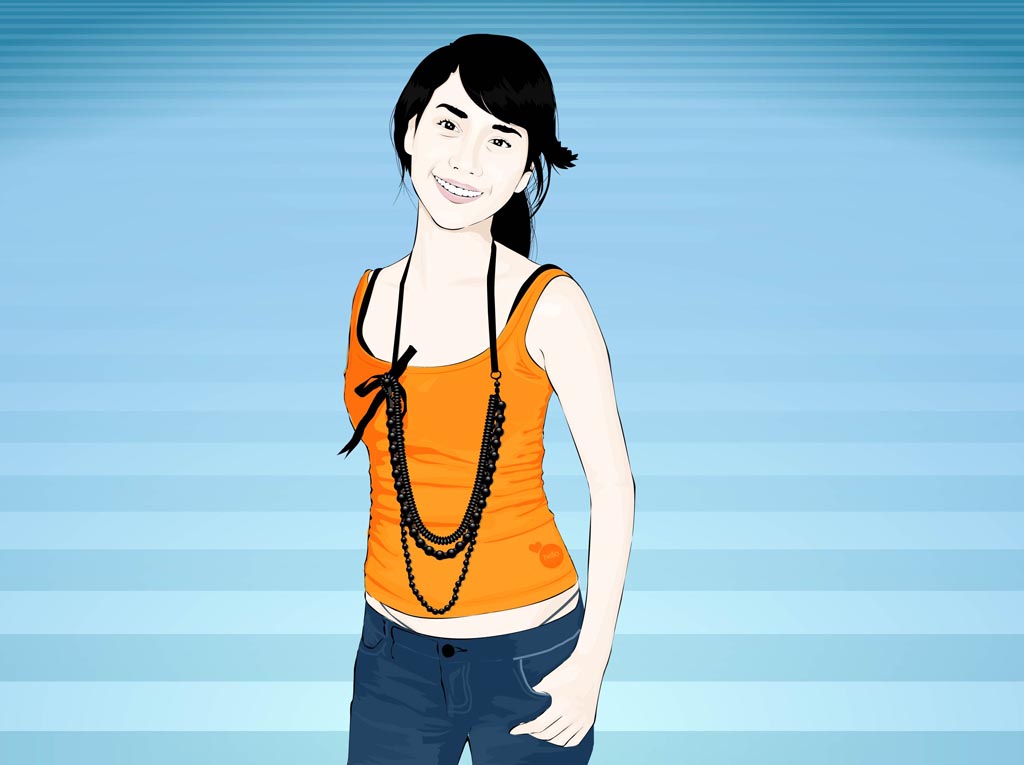 1024x765 Asian Girl Vector Vector Art Graphics