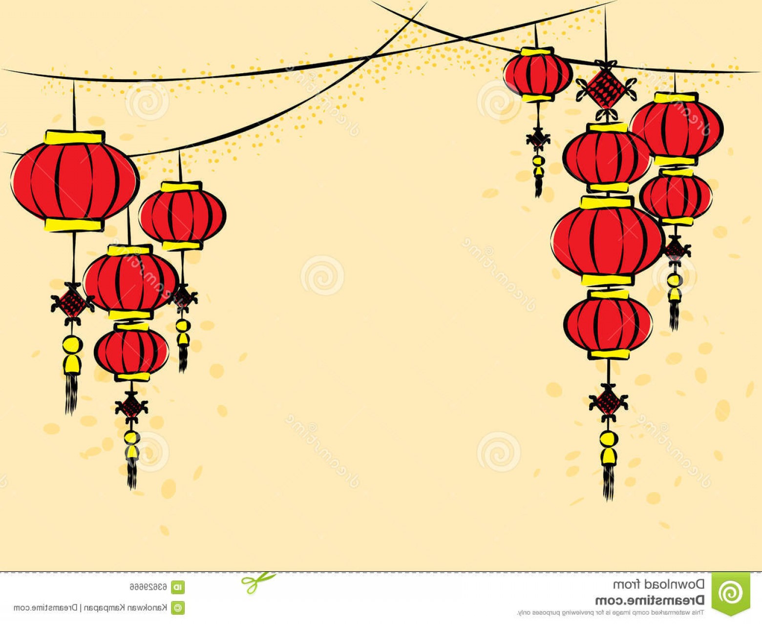 1560x1278 Stock Illustration Chinese Lanterns Vector Hanging Greeting Card
