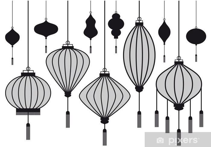 700x490 Set Of Chinese Lantern, Vector Sticker