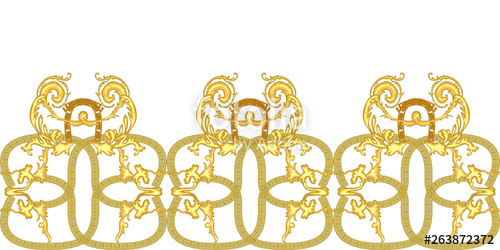 500x250 Golden Border With Chinese Motifs Stock Image And Royalty Free