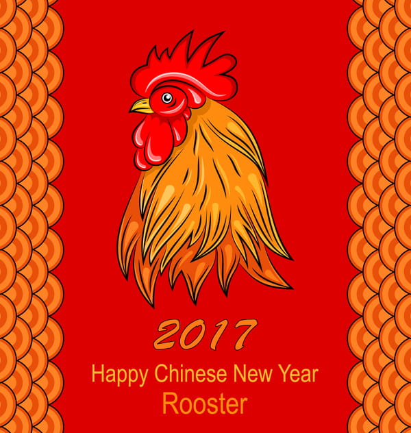 600x632 Chinese New Year Of Rooster Red Styles Vector
