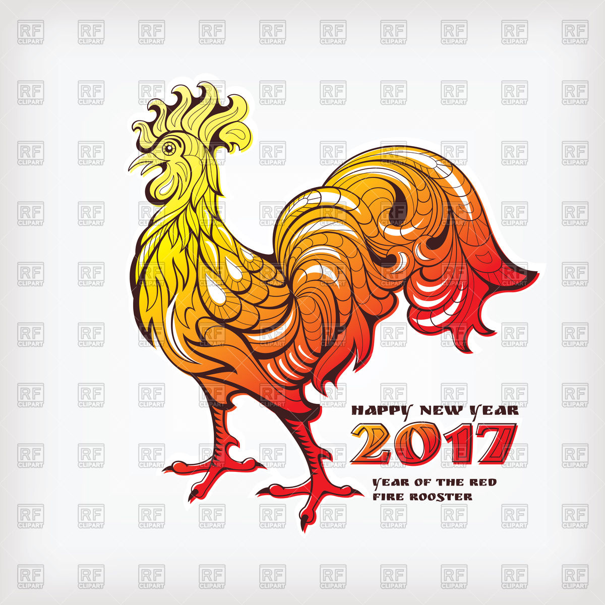 1200x1200 Chinese New Year Greeting Card With Rooster Vector Image