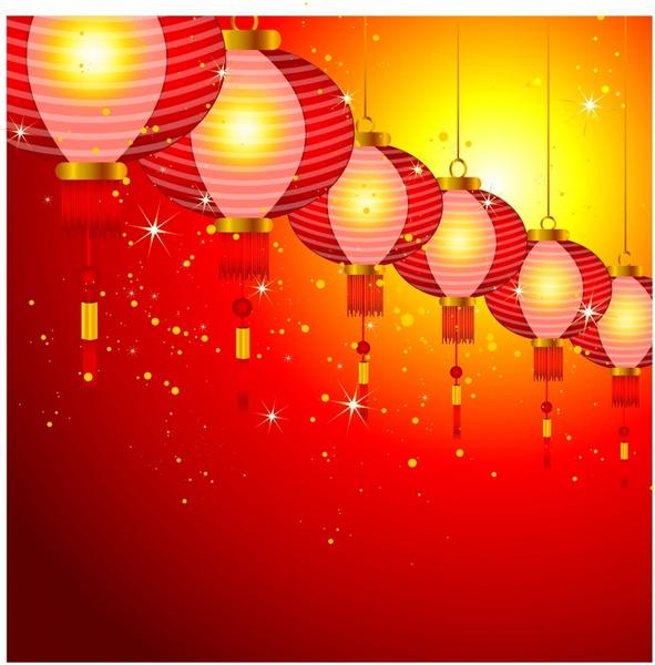 591x600 Chinese New Year Background Design With Lanterns Free Vector