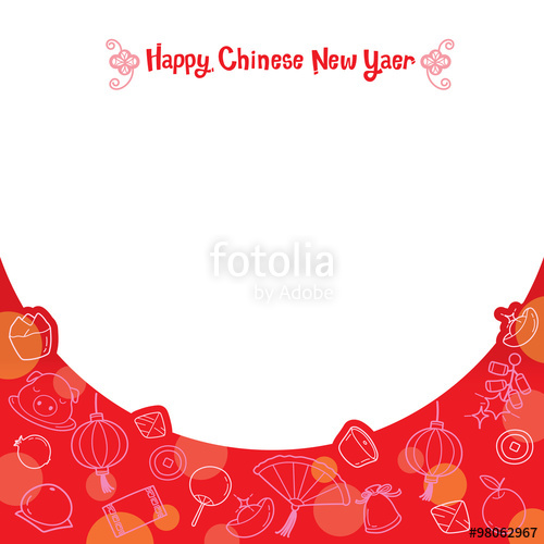 Chinese New Year Frame With Icons Set, Traditional Celebration 500x500 Chinese New Year Frame With Icons Set, Traditional Celebration