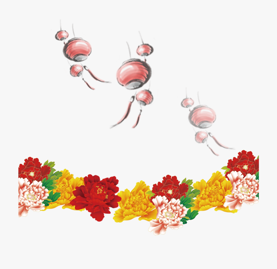 920x892 Chinese Lunar Flower Peony Border