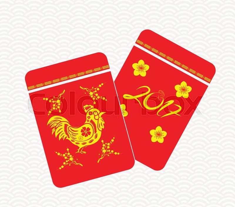 800x704 Chinese New Year Rooster Packets Best Stock Vector Colourbox