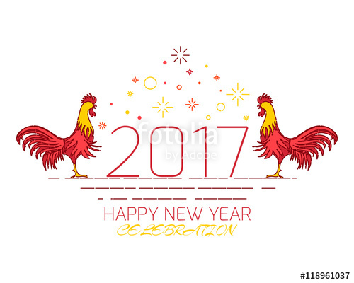 500x400 Chinese New Year Rooster Celebration Design Template On White
