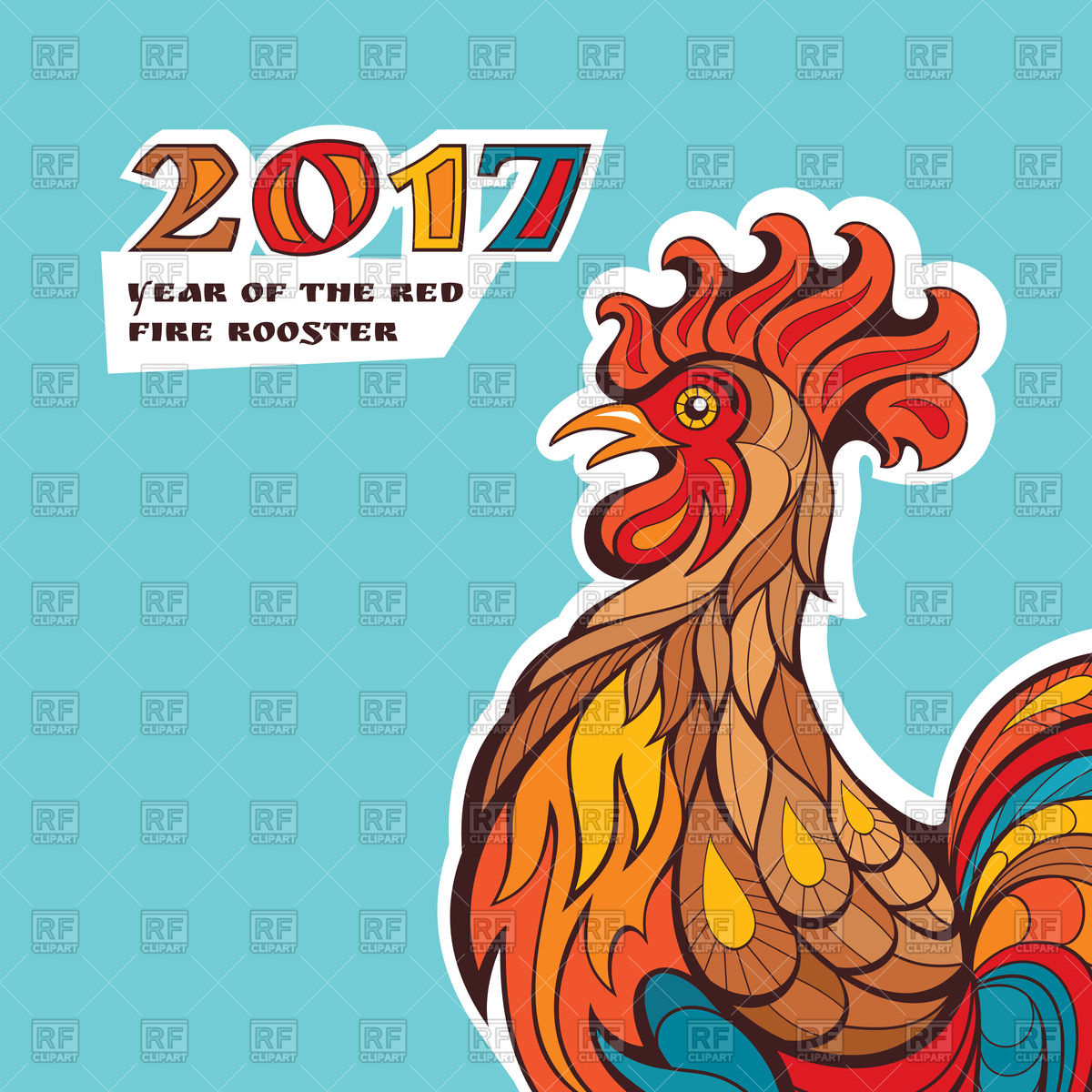 1200x1200 Chinese New Year Card With Colorful Rooster Vector Image Of Plants