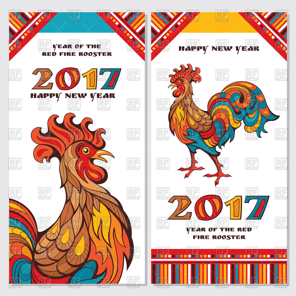 1200x1200 Chinese New Year Greeting Cards With Roosters Vector Image