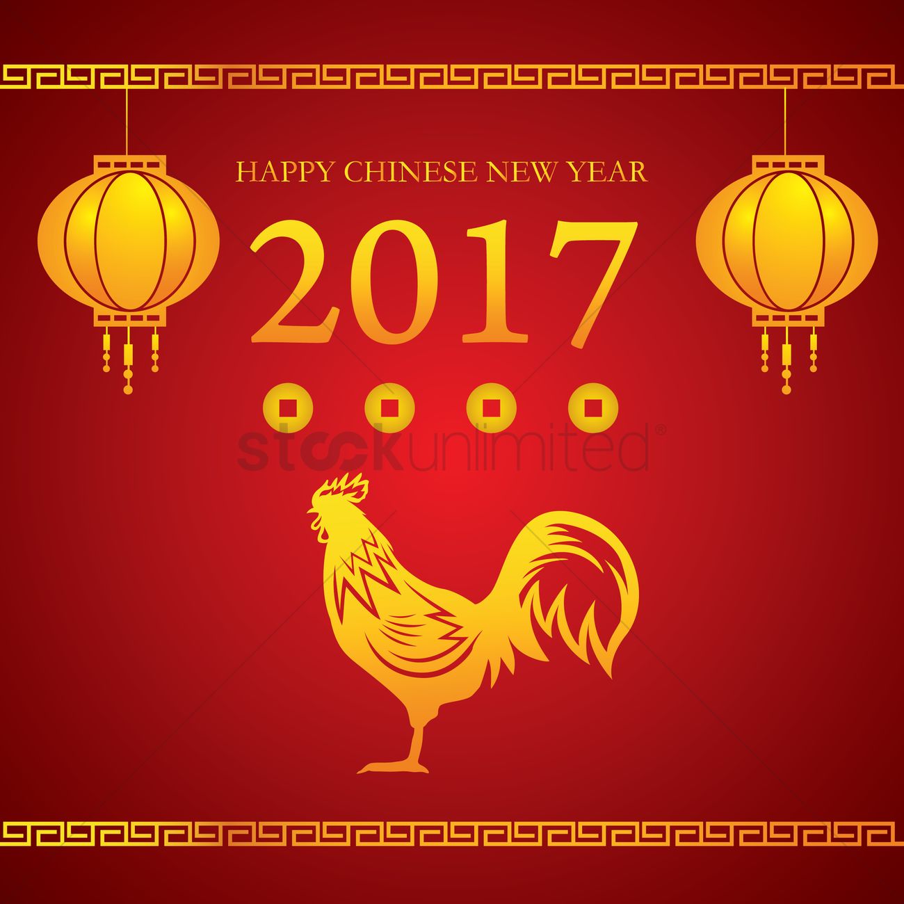 1300x1300 Happy Chinese New Year With Rooster Vector Image