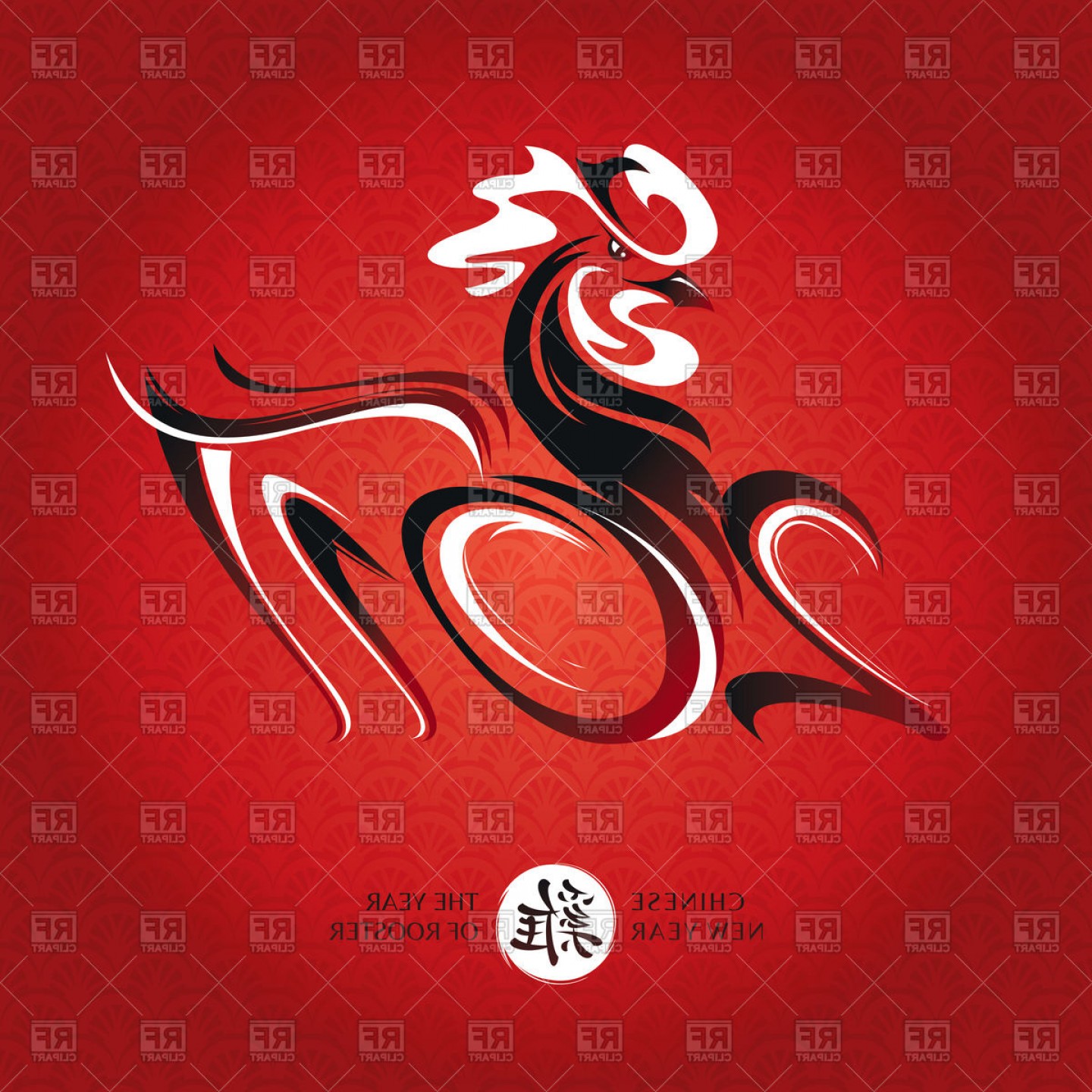 1440x1440 Stylized Chinese New Year Greeting Card With Rooster Vector