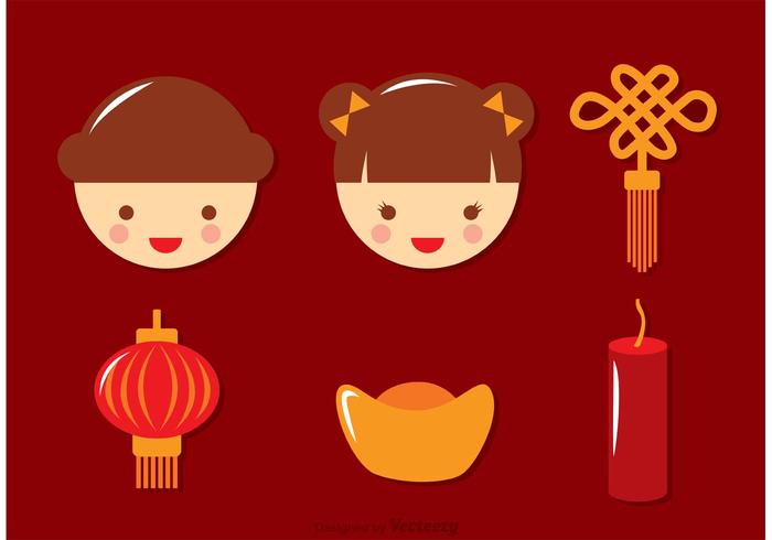 700x490 Flat Chinese Lunar New Year Icons Vector