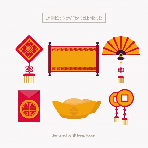 626x626 Set Of Chinese New Year Elements Vector Free Download