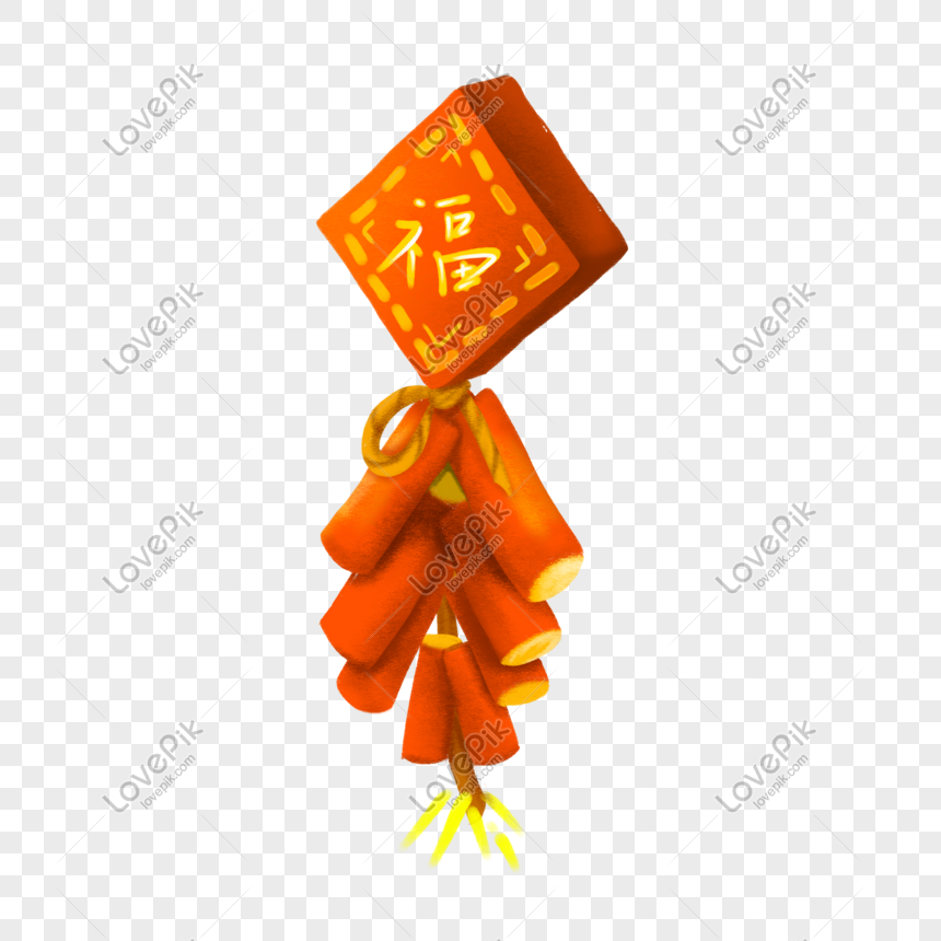 860x860 Chinese New Year Festive Firecracker Hanging Ornament Vector Png