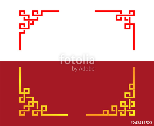 Set Of Chinese Line Corner Ornament, Vector Art Stock Image 500x409 Set Of Chinese Line Corner Ornament, Vector Art Stock Image