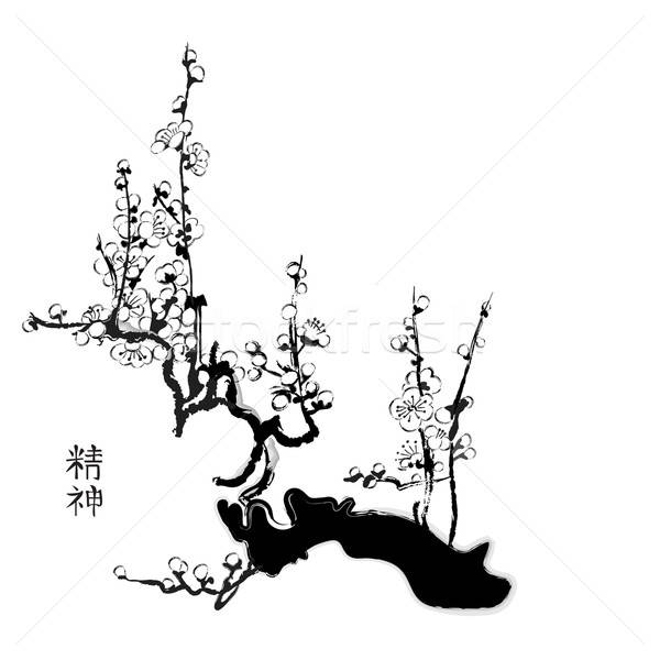 600x600 Sakura Chinese Painting Vector Illustration Sahua