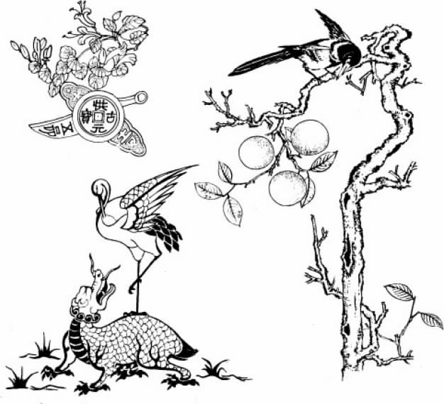 626x570 Classical Chinese Painting Material With Crane Download Free