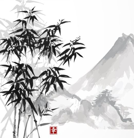 521x539 Bamboo Chinese Wash Painting Vector Free Download