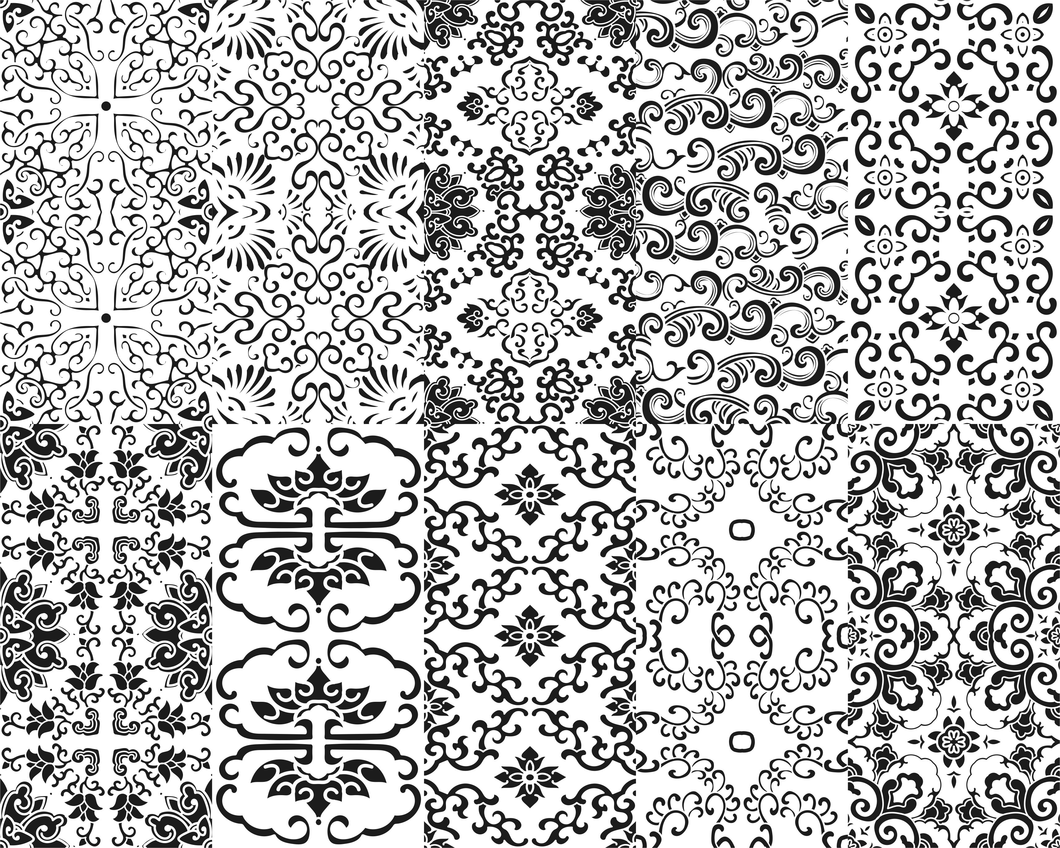 3430x2744 Chinese Patterns Window Vector Graphic Design Vector