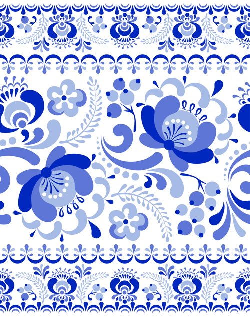 500x634 Chinese Blue And White Seamless Pattern Vector Free Download