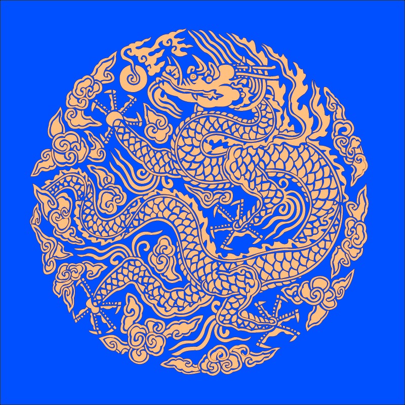 800x800 Golden Dragon Chinese Classical Circular Pattern