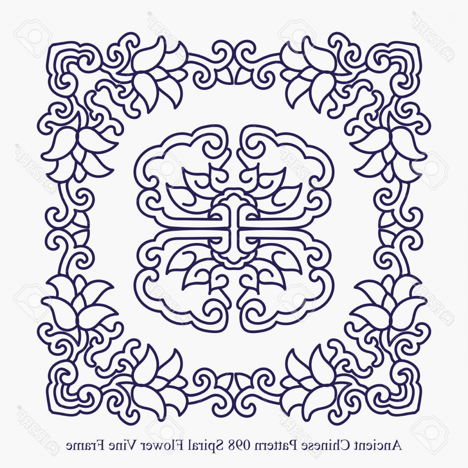 1560x1560 Photostock Vector Ancient Chinese Pattern Of Spiral Flower Vine