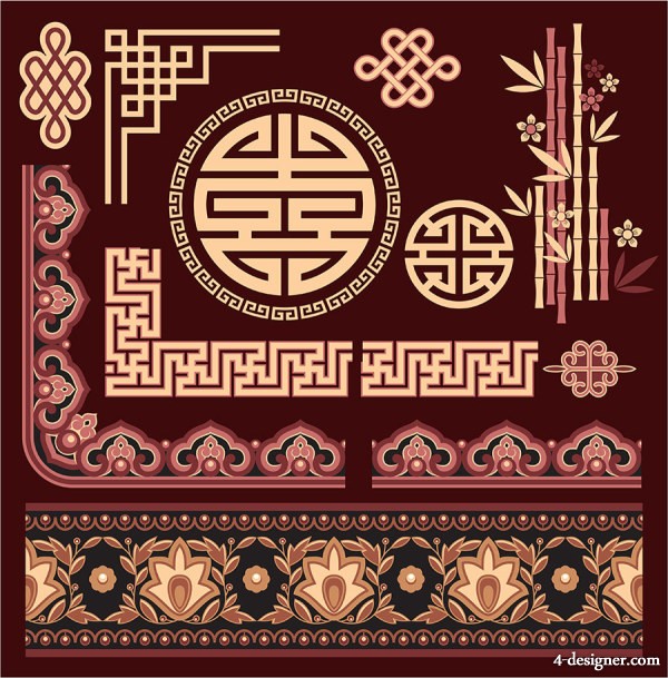 600x609 Designer Chinese Classical Pattern Vector Material