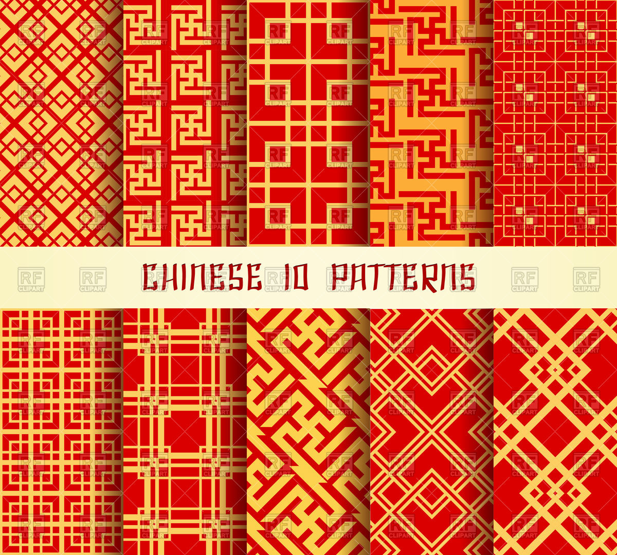 1200x1080 Set Of Chinese Seamless Patterns Vector Image Of Backgrounds