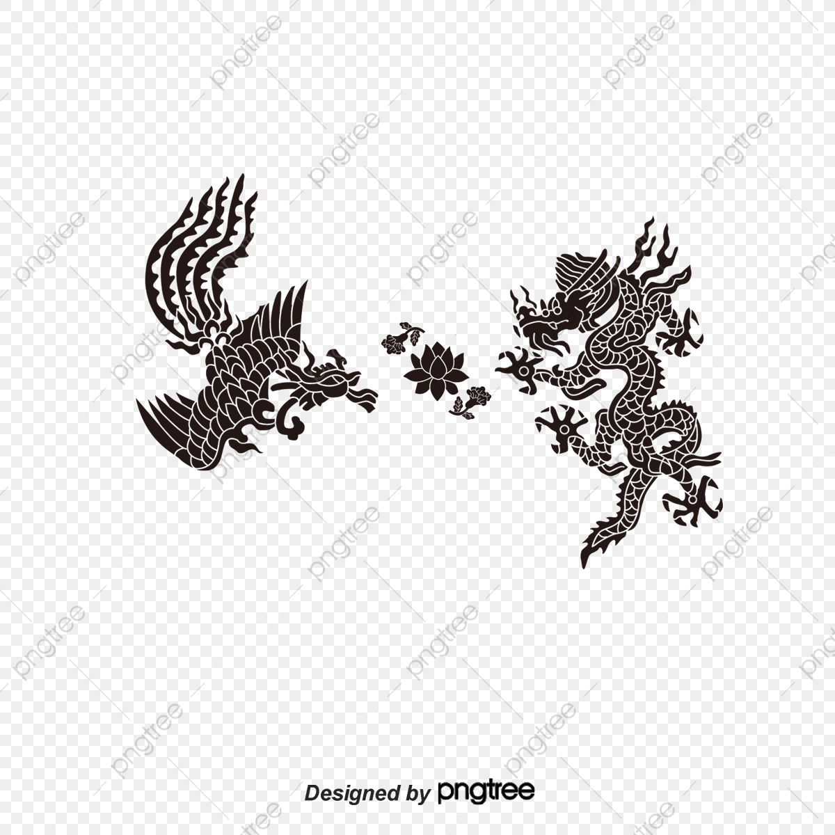 Chinese Traditional Auspicious Dragon And Phoenix Pattern Vector 1200x1200 Chinese Traditional Auspicious Dragon And Phoenix Pattern Vector