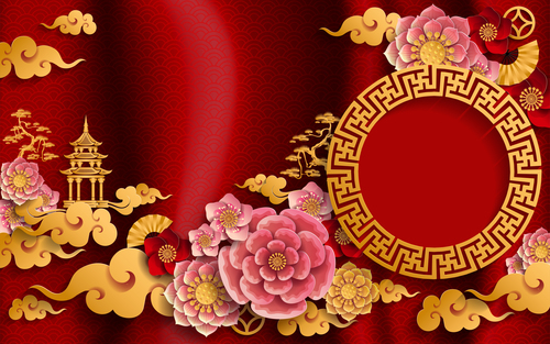 500x313 Chinese Ethnic Styles Red Background Vector Free Download