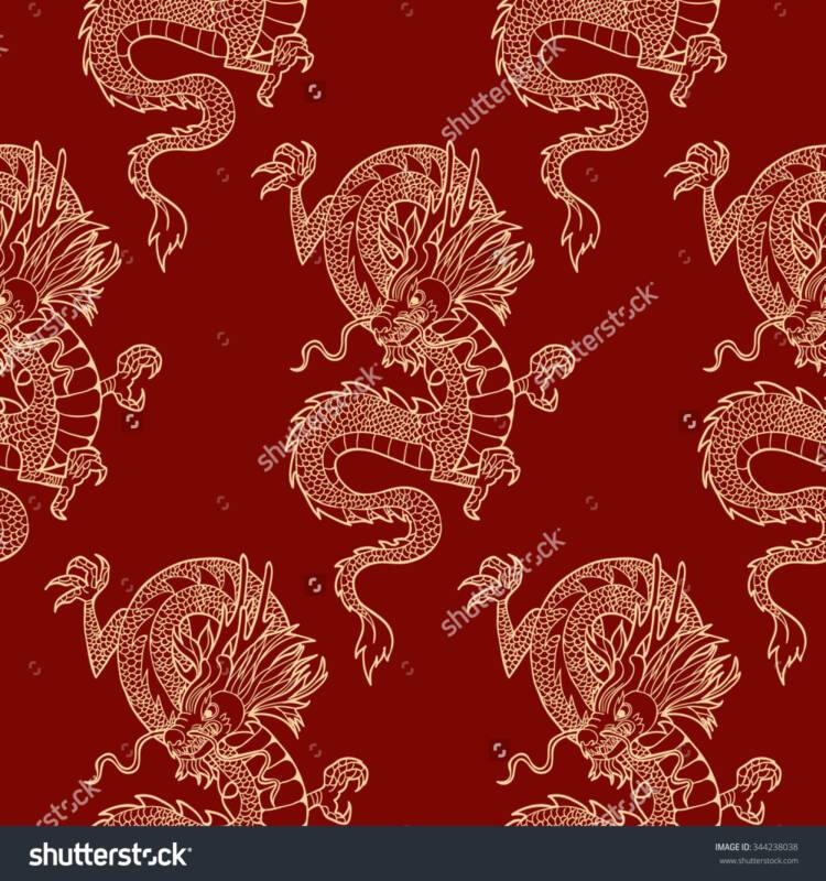 750x800 Stock Vector Gold Chinese Dragon On A Red Background Vector