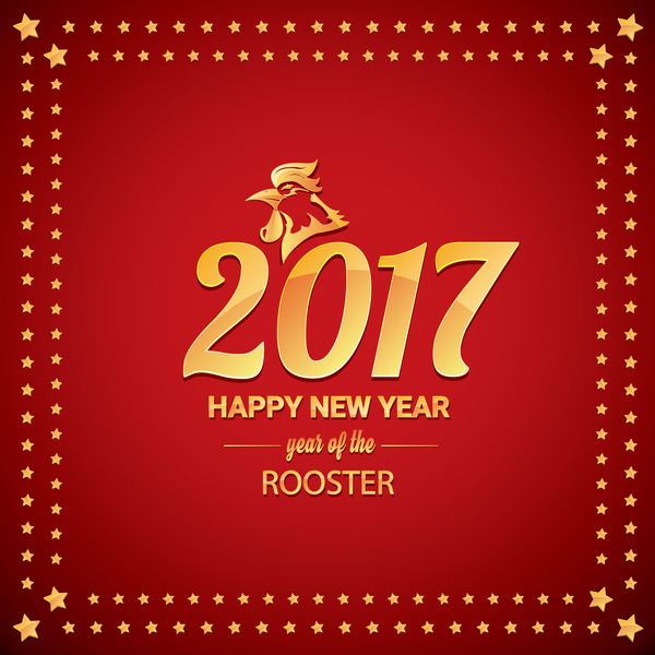 600x600 Chinese New Year With Rooster And Red Background Vector