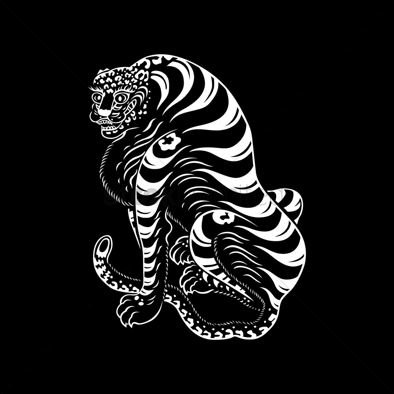 1300x1300 Chinese Tiger Painting Vector Image