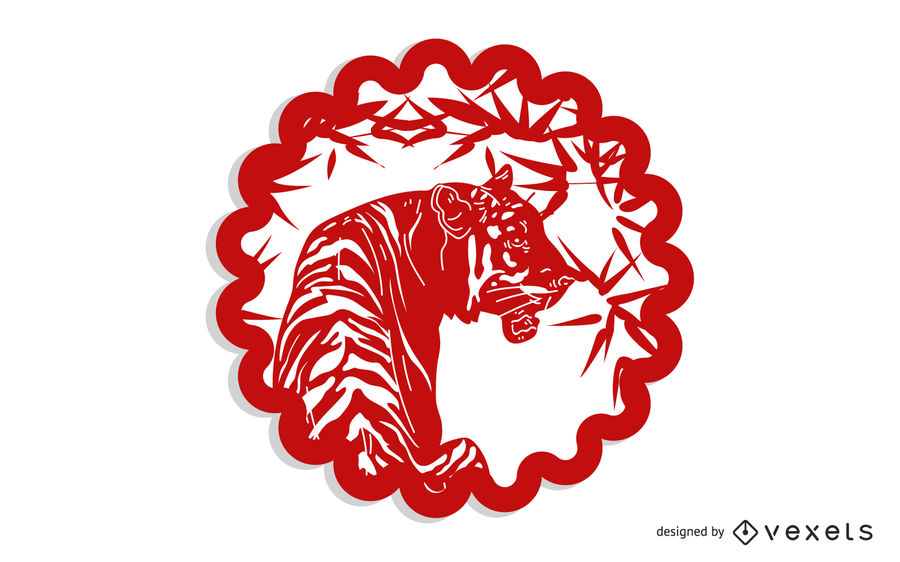 900x562 Vector Of Traditional Chinese Paper Cut Tiger