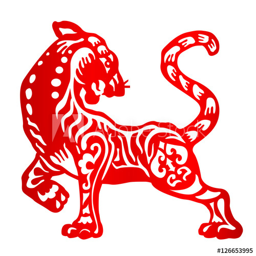 500x500 Zodiac Sign For Year Of Tiger, The Chinese Traditional Paper Cut