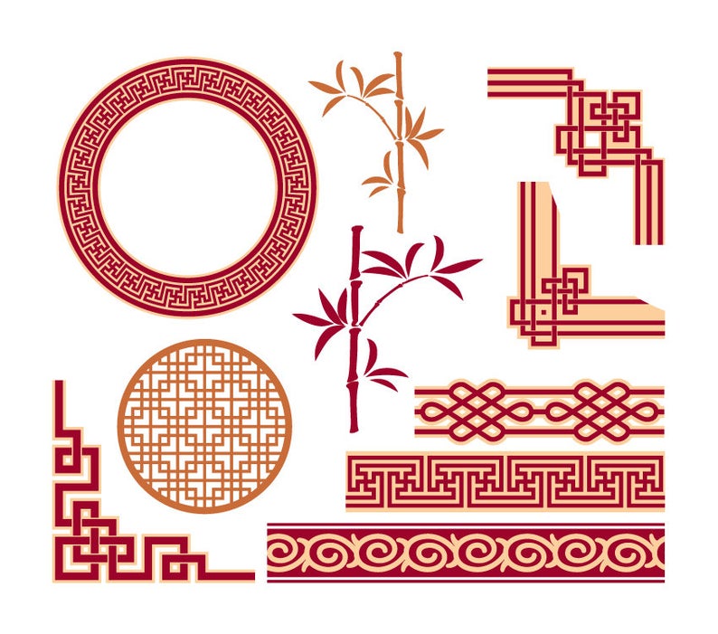 794x701 Chinese Japanese Border And Corner Chinese Clipart Chinese Etsy